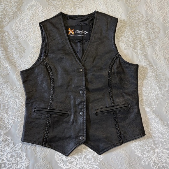 Xelement Jackets & Blazers - Xelement Motorcycle Genuine Leather Vest With Braided Detail Black Size Large